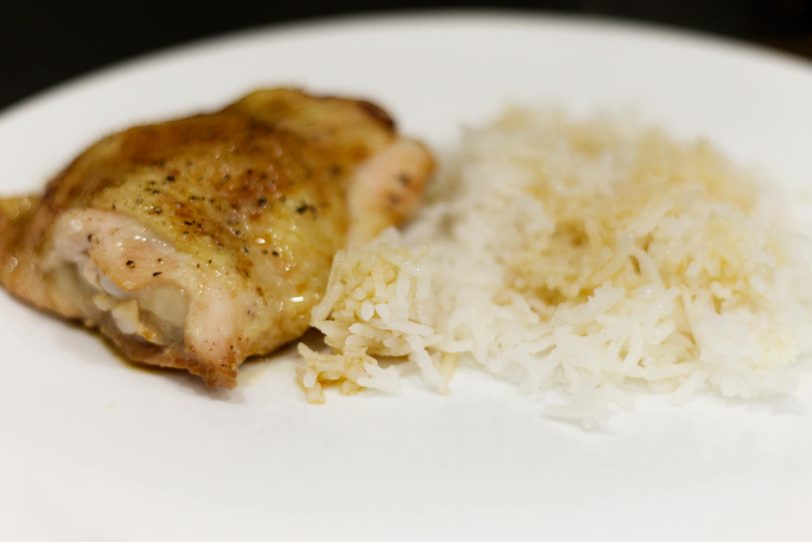 Tasty baked chicken thighs with rice